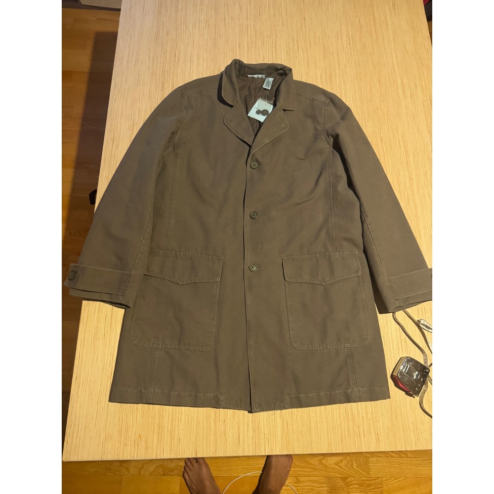 Gene Meyer Mens Cotton Canvas Chore Coat Quilted Lining Brown Olive Large NEW 44